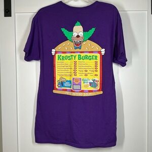 The Simpsons Krusty Burger Mens Medium Purple Tee Shirt Comic Retro Menu Rare